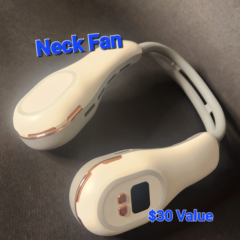 Rechargeable neck fan with LED lights